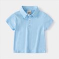 thumbnail image 2 of TOWED22 Toddler Baby Boy Polo Shirt Kids Short Striped Sleeve School Uniform Shirts(Light Blue,3-4 Y), 2 of 5