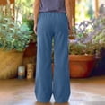 thumbnail image 7 of BXJX Womens Corduroy Pants, Drawstring Fall Winter Elastic Waist Casual Straight Leg Trousers with Pockets Navy Size M, 7 of 7