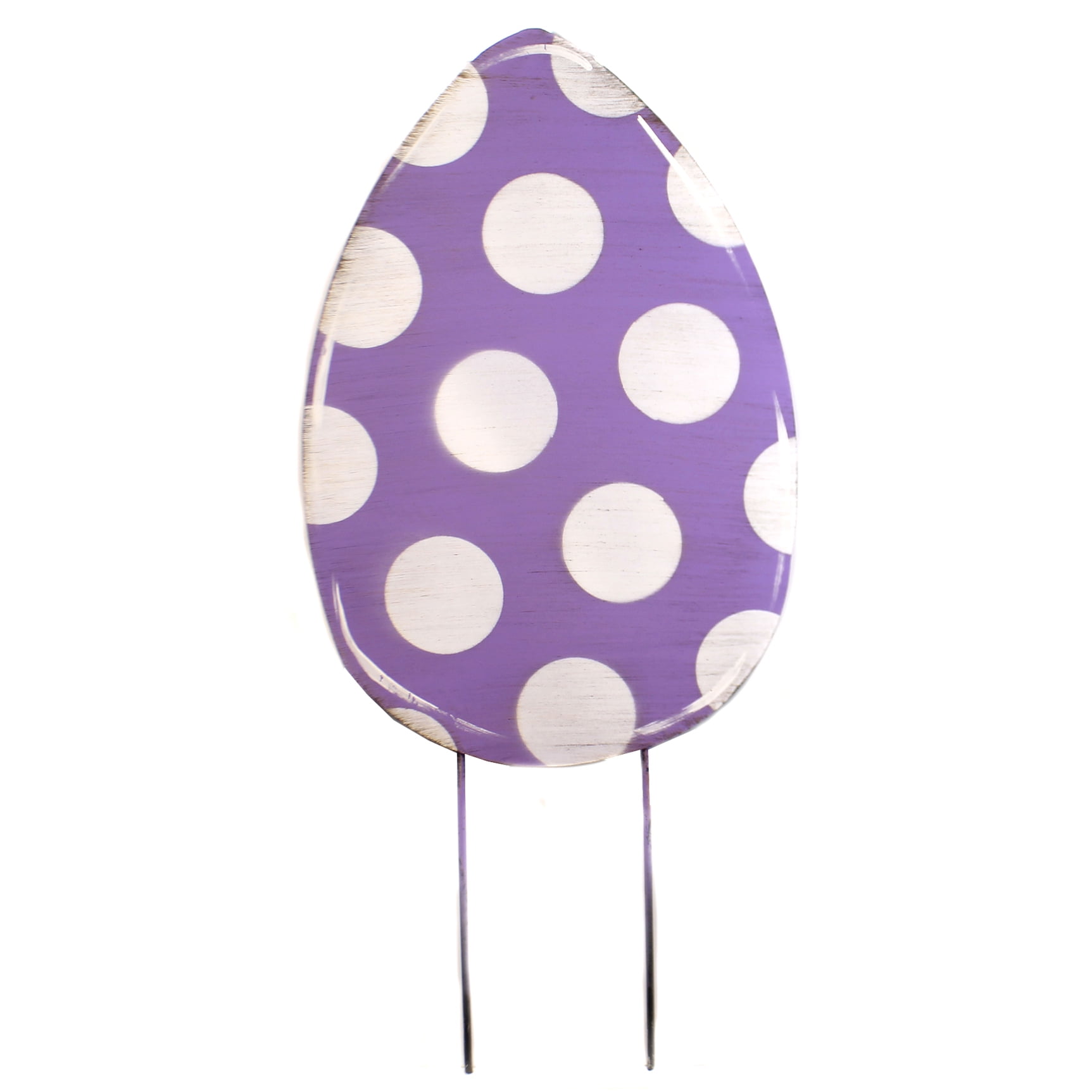 Easter POLKA DOT EGG STAKE Metal Hand Painted