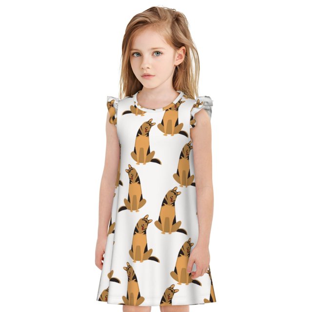 Bingfone Berger Allemand pour Filles Robe de Nuit à Manches Volantes, Pyjama Princesse pour Filles Tenue de Maison-TG