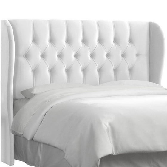 Skyline Tufted Wingback Headboard In Velvet White Full Com