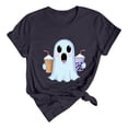 thumbnail image 6 of HOMBOM Womens Halloween Cute T Shirts Crewneck Short Sleeve Comfy Basic Holiday Gray Tees for Young Women Fall Tops,L, 6 of 6