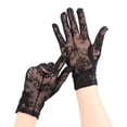 thumbnail image 3 of Slccxzc Rose Cross Lace Short Opera Gloves Full Finger Mesh Gloves for Evening Prom, 3 of 7
