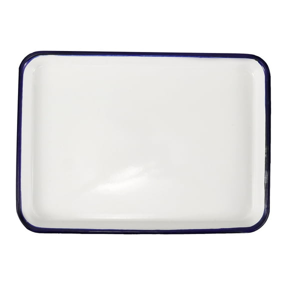 BESTYASH White Enamel Serving Tray and Baking Dish, 1-Piece Oven-Safe Cookware for Serving and Baking