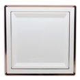 thumbnail image 5 of Exquisite Wedding & Party Dinnerware, Disposable Plastic Square Salad/Dessert Plates (8 Inch) - White with Rose Gold Rim - 40 Pack, 5 of 7