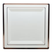 Exquisite Wedding & Party Dinnerware, Disposable Plastic Square Dinner Plates (9.5 Inch) - White with Rose Gold Rim - 40 Pack