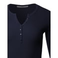 thumbnail image 4 of A2Y Women's Fitted Ribbed Long Sleeve Henley Sweater Navy L, 4 of 5