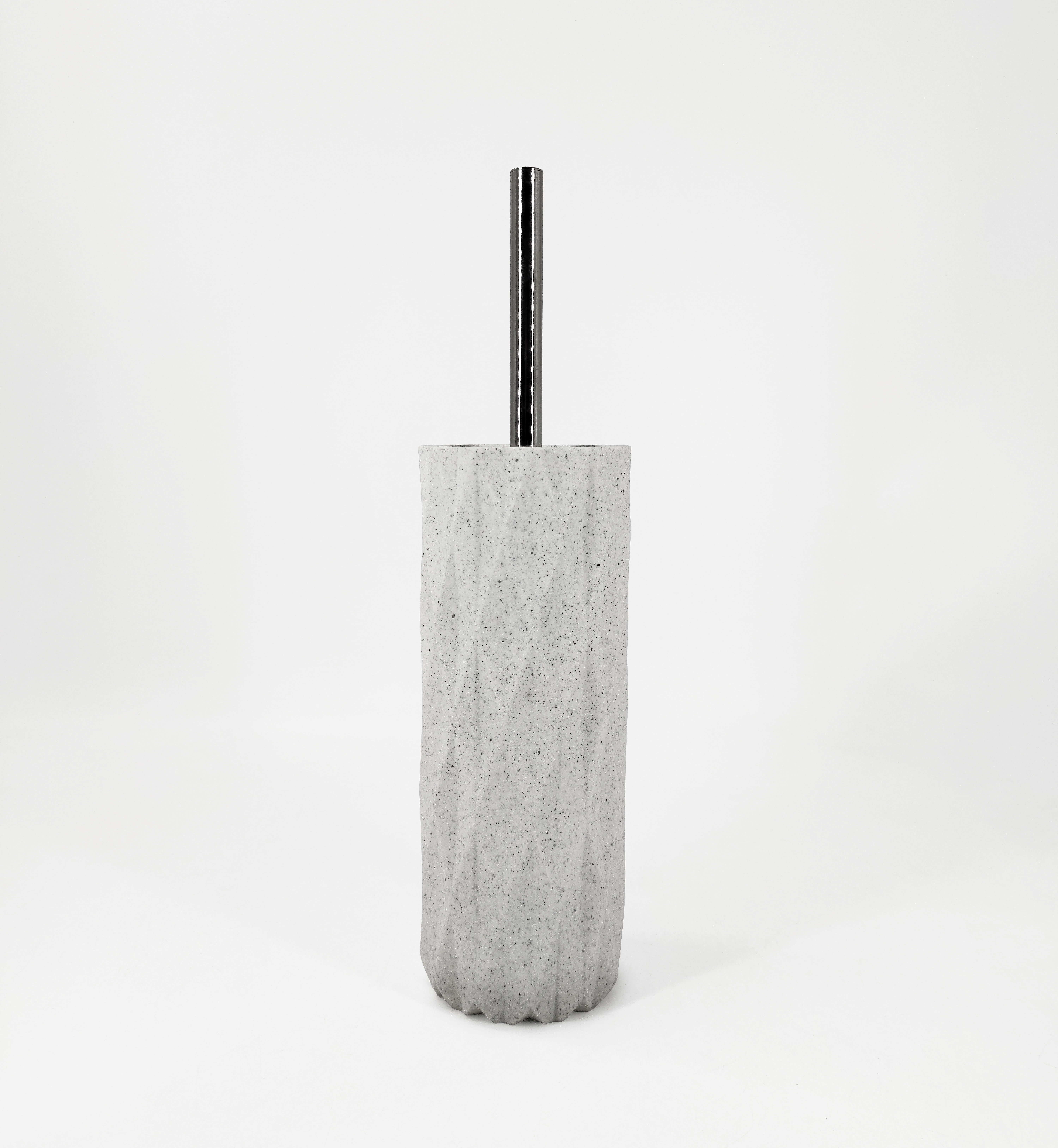 Onyx Decor Toilet Brush and Resin Stone Finish Holder, Stainless Steel & White