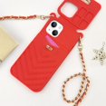 thumbnail image 3 of Compatible with iPhone 13 Wallet Case Silicone Rubber Soft with Neck Strap Lanyard Crossbody Credit Card Holder Handbag Shockproof Protective Cover for Girls and Women, 3 of 8