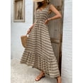 thumbnail image 2 of Women Summer Dresses Sleeveless Diamond Print Casual Loose V Neck Maxi Dress Beach Vacation Sundress (Apricot,Large), 2 of 6