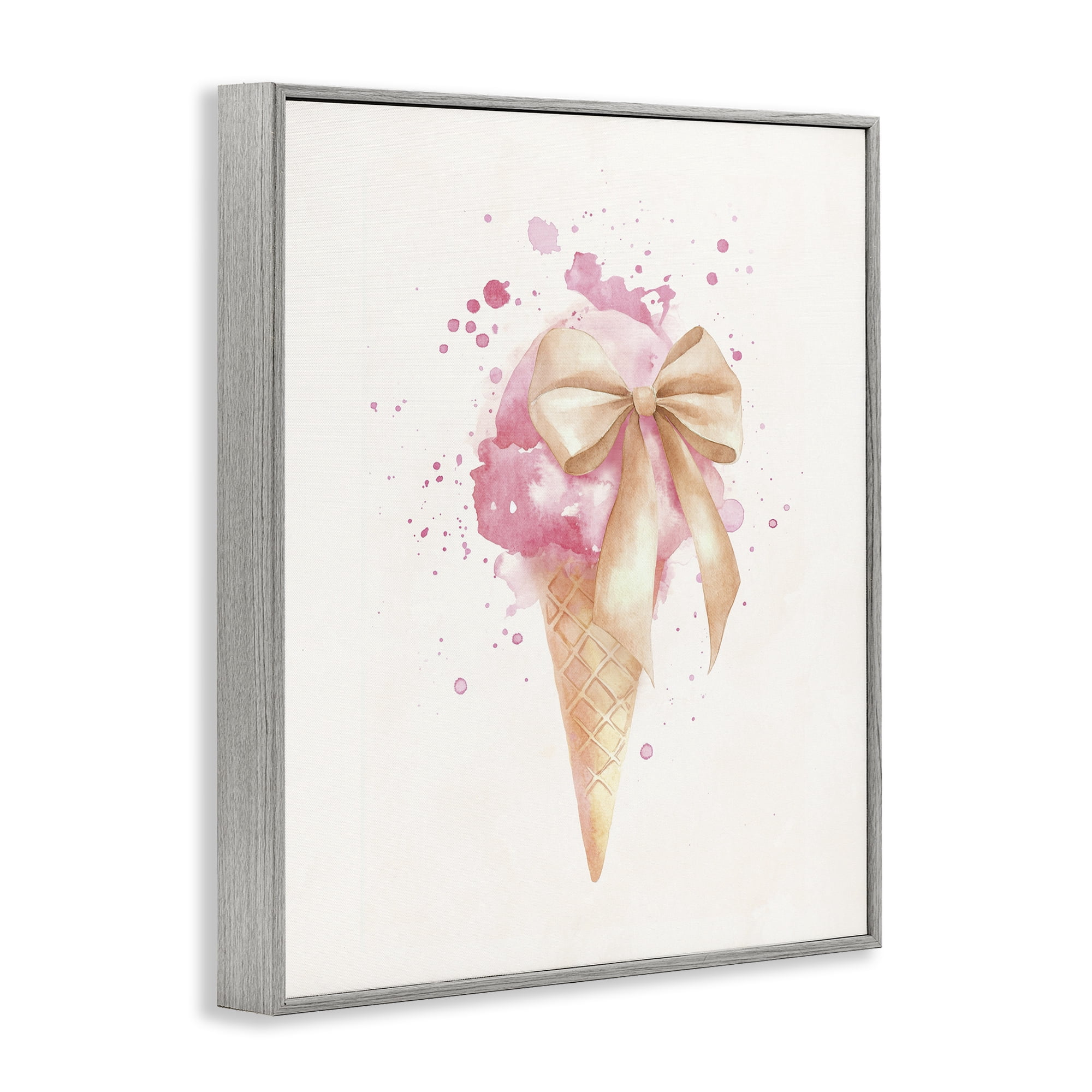 Stupell Industries Icy Charm Ice Cream Cone Gray Framed Giclee Art, design by Svetlana Aleynikova