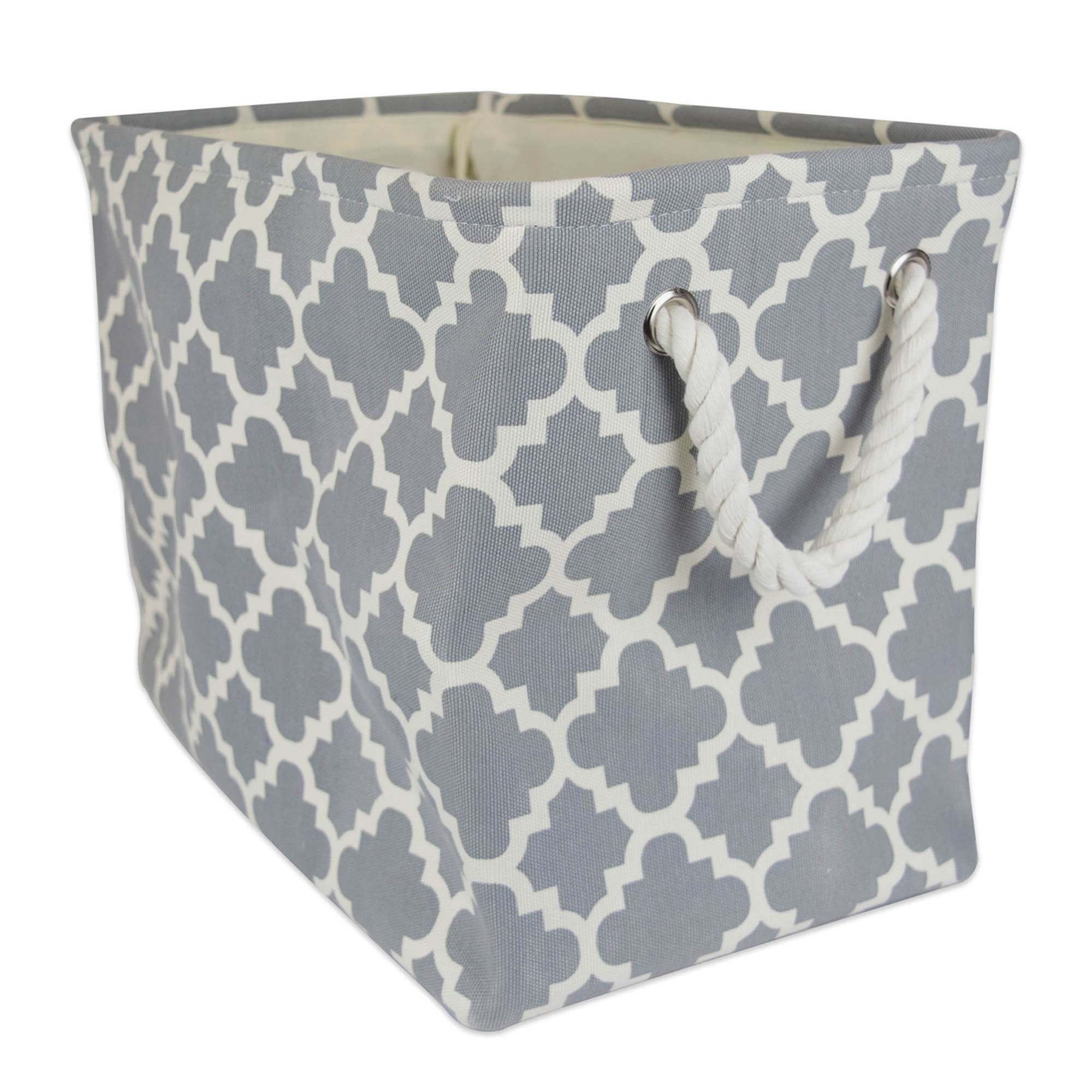 Contemporary Home Living Home Polyester Basket, 9" x 14", Gray