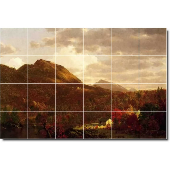 Ceramic Tile Mural-Frederic Church Landscapes Painting 200. 25.5" w x 17" h using (24) 4.25 x 4.25 ceramic tiles