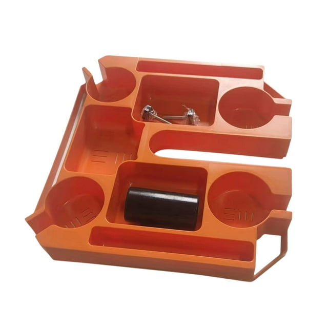 Colaxi Plateau de Table pour Parasol de Plage Accessoire de Plage Extérieur, Support d'Ombrelle à 3 Compartiments pour Collations Support de Parasol pour Pique-Nique Bureau Orange