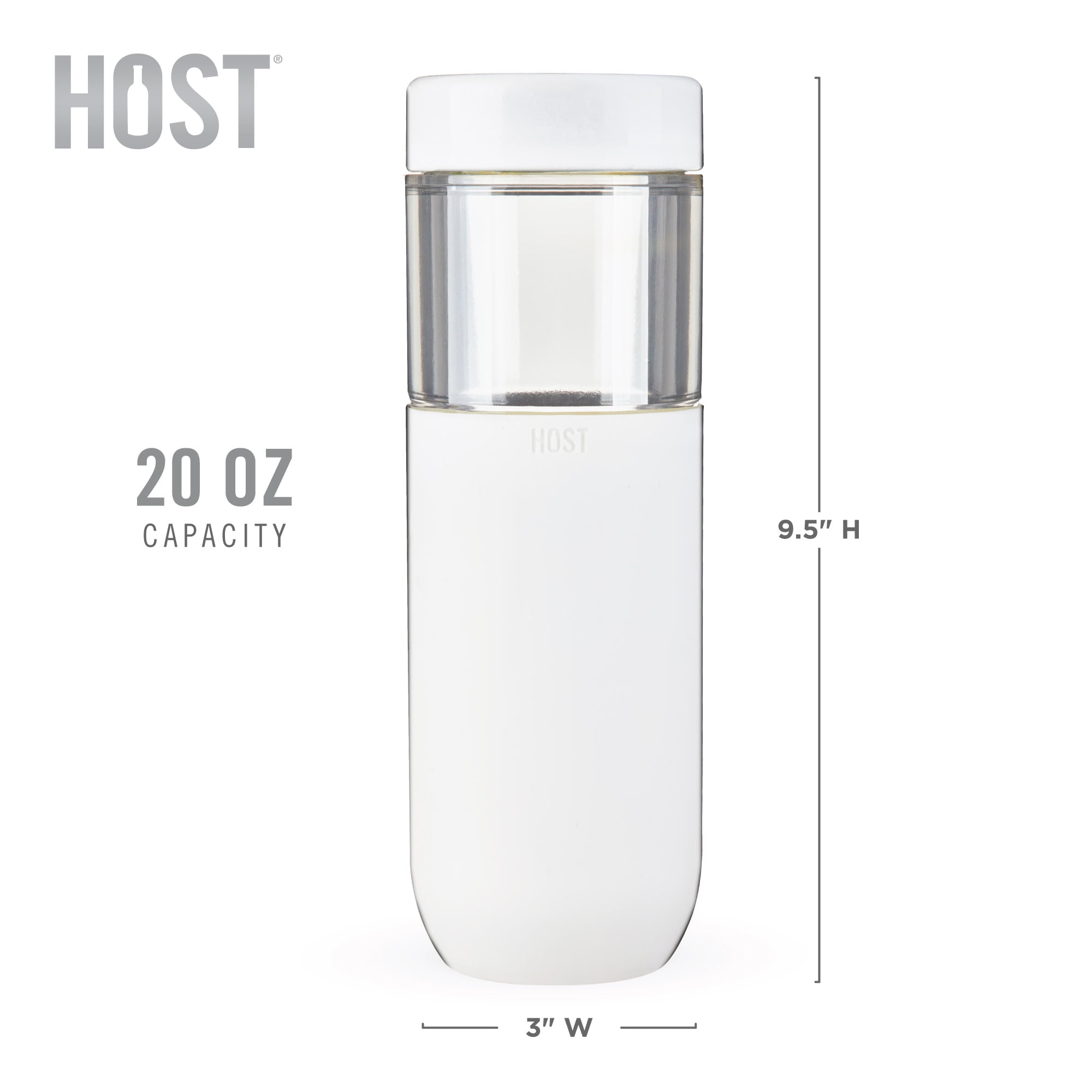Host FREEZE Double Walled Water Bottle, Freezer Cooling Tumbler, 20oz White