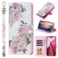 thumbnail image 2 of Wallet Floral Leather Phone Case for iPhone 16 15 14 Pro Max Plus, 2 of 11
