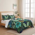 thumbnail image 5 of Quilts Queen Size Bedding Set, Turquoise Glass Butterflies Lightweight Quilted Comforter, Luxury Bronze Floral Marble Soft Reversible Bedspread Coverlet with Pillow Covers for All Season, 90" x 96", 5 of 9