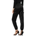 thumbnail image 3 of NOMADIC NOOK Women's 2 Packs Drawstring Elastic High Rise Silky Satin Cargo Solid Pants, 3 of 5