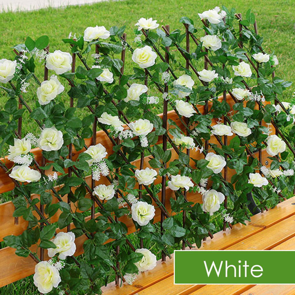 Expanding Trellis Artificial Flower Garden Wall Leaf Wood Fence Privacy Screen 