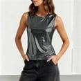 thumbnail image 2 of Asxite Tank Tops for Women Sleeveless Solid Color Stretchy Shiny Ice Silk Round Neck Casual Blouse, 2 of 5