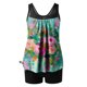 thumbnail image 4 of Trajes de baño Amzcrzy Tankini para mujer, trajes de baño, trajes de baño de dos piezas con control de abdomen, bikini de cintura alta conservador, estampado de moda, multicolor, L, 4 of 5