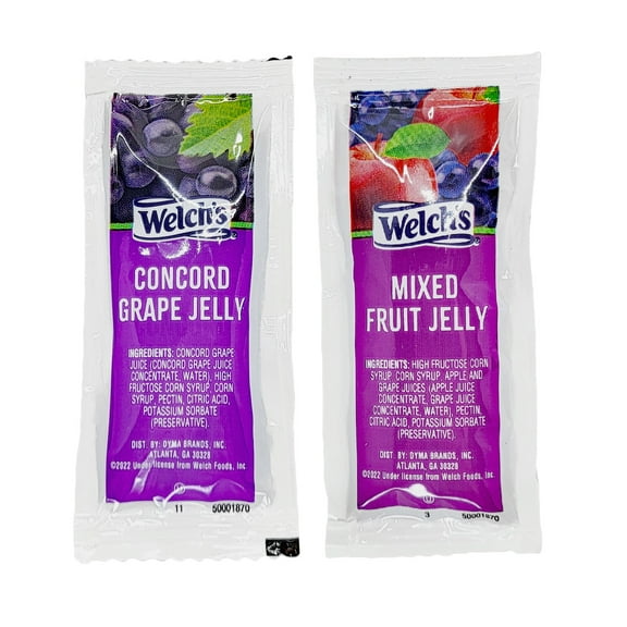 Welch's Grape & Mixed Fruit Jelly Variety Pack | 10 Gram Portion Packets - 200 Count