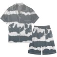 thumbnail image 2 of Men's Gradient Printed Satin Short Sleeve Button Up Pajama Loungewear Set for Comfortable Sleep and Relaxation at Home, 2 of 4