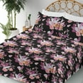 thumbnail image 3 of Ambesonne Tropical Fitted & Flat Sheet with Sham 3 Pcs Set, Crystal Gems Roses Art, Twin, Dark Magenta and Khaki, 3 of 5