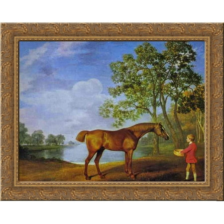 Italian Wood Stable Pumpkin with a Stable Lad 24x20 Gold Ornate Wood Framed Canvas Art by George Stubbs ()