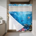 thumbnail image 4 of Ocean World No Hook Shower Curtain with Snap in Liner Sea Turtle Coral Starfish Fish Shark Fantasy Waterproof Bathroom Shower Curtain with See Through Top Window for Bathtub 72" x 78", 4 of 9