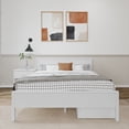 thumbnail image 2 of Plank+Beam Solid Wood Queen Bed Frame with Panel Headboard and Storage, White, 2 of 8