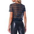 thumbnail image 3 of INSPIRAR CHIC Top Corto Metálico Brillante de Manga Corta Semi Transparente para Mujeres XS Arcoíris, 3 of 6