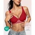 thumbnail image 2 of Bra OEAK Deep V inalámbrico cómodo para mujer, color rojo M, 2 of 7