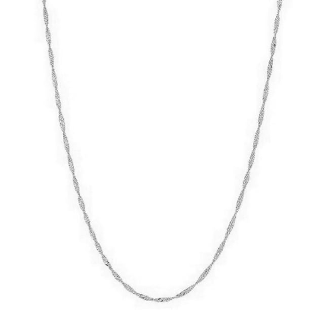Ritastephens 10K Solid White Gold Singapore Pendant Chain Necklace 20