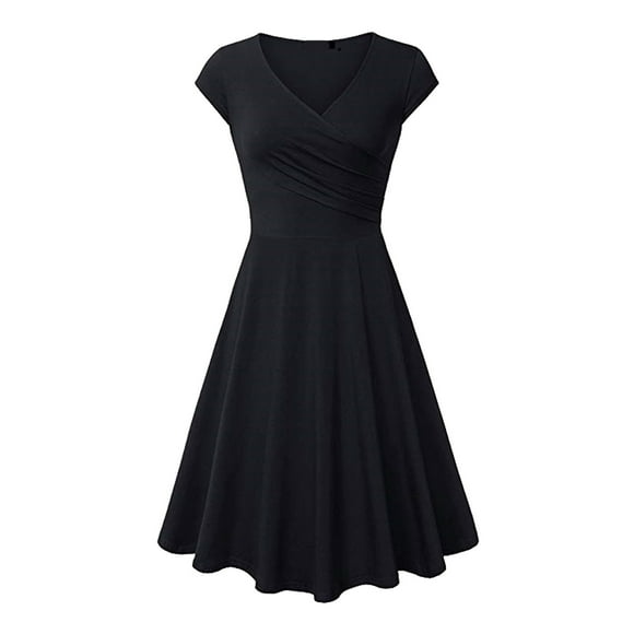 GZWYHT Summer Dresses,Dresses for Women 2025 Basic Outdoor Home Short Sleeve Slim T Shirt Dress Tee Dress Swing Dress Plain Ruched Mini Dress Midi Dresses,Casual Dresses,Black Dress,Tshirt Dress L