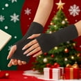 thumbnail image 4 of LSLJS Fingerless Gloves - Christmas Decorations Stretchy Knitted Lined Arm Warmers Fingerless Gloves for Women Long Thumbhole Mittens, Winter Gloves, 4 of 6