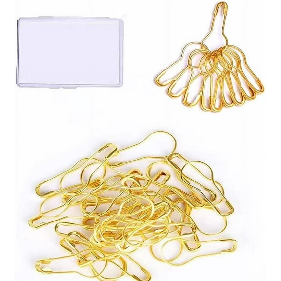 100 Pieces Gold Safety Pins in Box, Small Metal Gourd Bulb Calabash Pins Tag Pins for Clothing, Quilting, DIY Crafting, Home Accessories