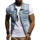 thumbnail image 1 of Chaleco de mezclilla Hombres Solapa Sin mangas Slim Fit Casual Jean Chaleco, 1 of 4