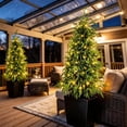 thumbnail image 6 of OLIVIVI 4FT Artificial Cedar Tree, Real Touch Faux Cedar Topiary, Tall Indoor Outdoor Fake Evergreen Plant for Living Room, Entryway, Office Decor 2 Pack, 6 of 9