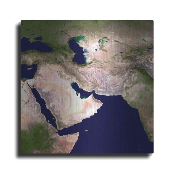 Luxe Metal Art 'Earth as Art: Western Asia' Metal Wall Art, 12"x12"