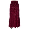 thumbnail image 5 of Zaldita Womens Retro Vintage Floral Jacquard Skirt Elastic High Waisted Casual A-Line Velvet Long Maxi Skirts Red M, 5 of 7