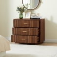thumbnail image 2 of Weselon 3-Drawer Farmhouse Dresser with Waveform, Fully Assembled Nightstand Wooden Finish for Boho, Mid-century, Rustic Style,Walnut, 2 of 8