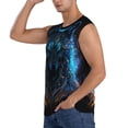 thumbnail image 3 of Bingfone Cool Blue Light Wolf Pattern Men's Tank Tops Workout Sleeveless Tee Shirts Running Beach Tanks for Men-X-Large, 3 of 7