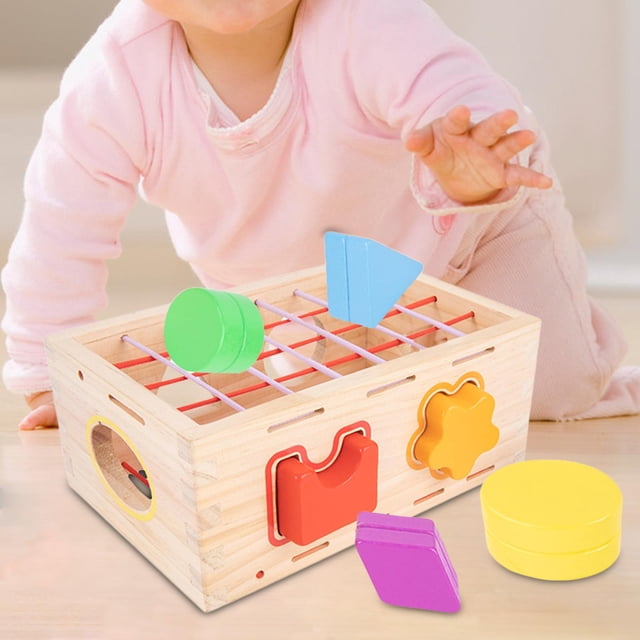 Contenedor sensorial de , caja enchufable Montessori, cognición sensorial de color, de clasificación de formas coloridas, juguete de CUTICAT Cubos de clasificación de formas