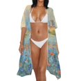 thumbnail image 3 of HELLHERO Long Long Kimono Swimsuit Cover Up for Summer High Quality Fabrics Loose Bathing Suit Cover Up Castle Overlooking Flower Meadow, 3 of 6