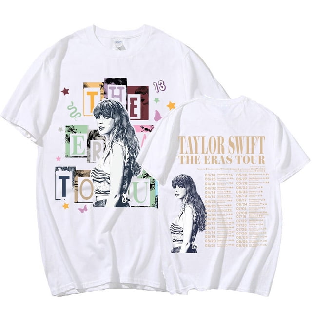 Camiseta de Taylor The Eras Tour para hombre y mujer, camisa 100% de algodón con estampado gráfico de manga corta, ropa de Hip Hop de gran tamaño