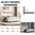 thumbnail image 6 of Blotout King LED Upholstered Bed Frame with Storage Wingback Headboard, Velvet Diamond Button Tufted Bed Frame USB & Type-C Ports and Side Pockets, Wood Slats Support, No Box Spring Needed, 6 of 10