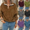 thumbnail image 3 of Women Sweatershirt Long Sleeve Fuzzy Coat Warm Pullover Tops Warm Shacket Jacket, 3 of 4