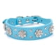 thumbnail image 1 of Collar para perro con diamantes de imitación y flores incrustadas con diamantes de cristal brillantes de cuero, 1 of 5