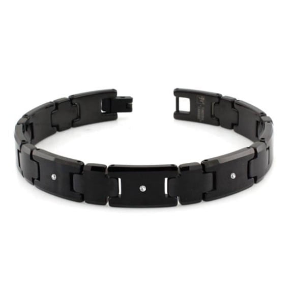 Black Tungsten 0.03ctw Diamond Bracelet